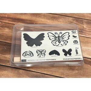 1999 STAMPIN' UP! DEFINITELY DECORATIVE FLUTTERBYS WOOD MOUNT RUBBER STAMP SET